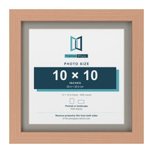 Beech 12 x 12 inch picture frame with a Dawn Grey mount for a 10 x 10 inch photo