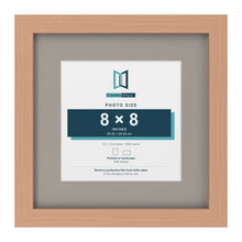 Beech 12 x 12 inch picture frame with a Dawn Grey mount for an 8 x 8 inch photo