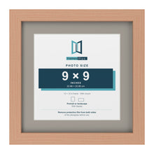 Beech 12 x 12 inch picture frame with a Dawn Grey mount for a 9 x 9 inch photo