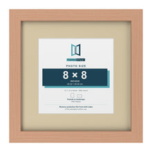 Beech 12 x 12 inch picture frame with an ivory mount for an 8 x 8 inch photo