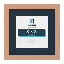 Beech 12 x 12 inch picture frame with a Pacific Blue mount for an 8 x 8 inch photo