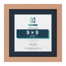 Beech 12 x 12 inch picture frame with a Pacific Blue mount for a 9 x 9 inch photo