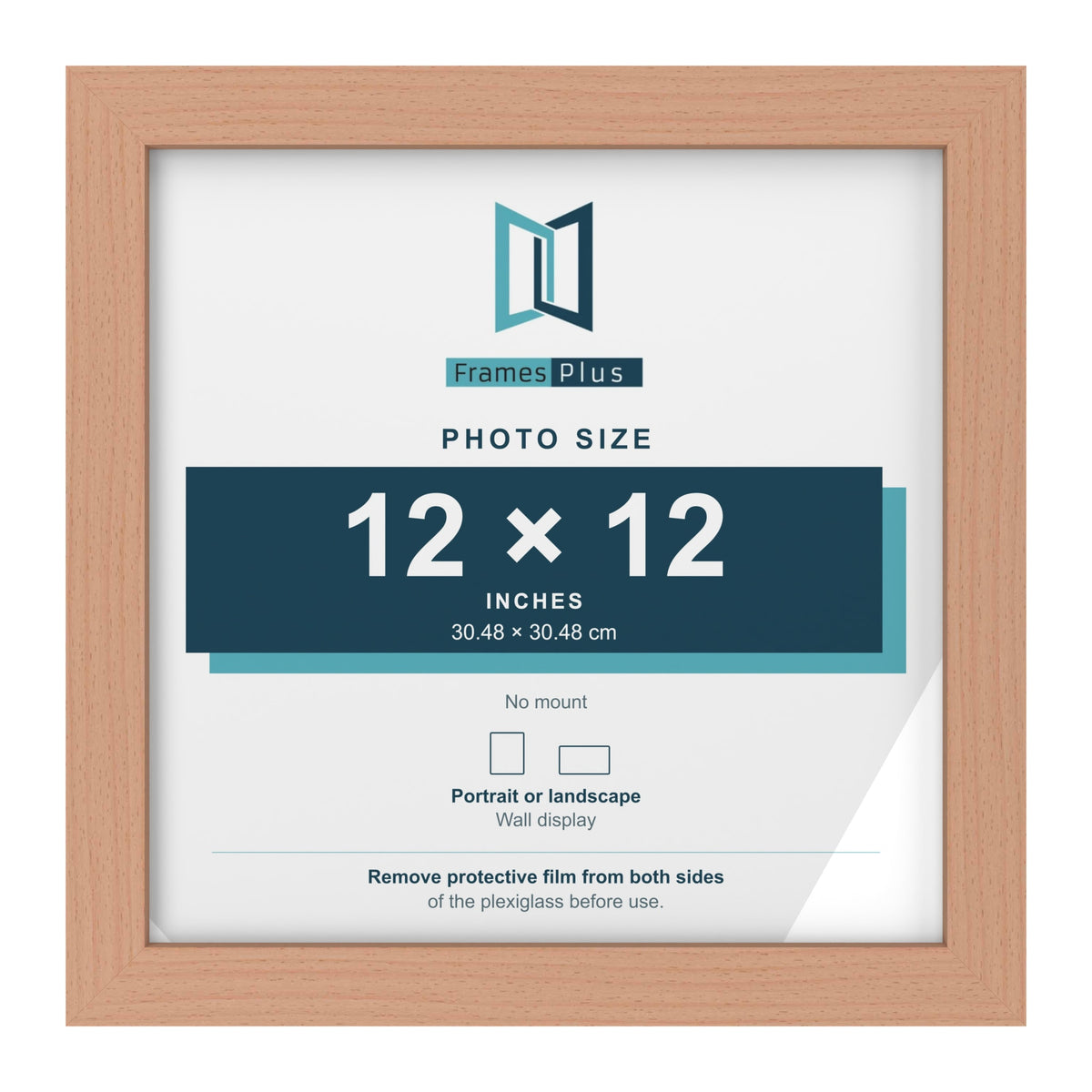 Beech picture frame for a 12 x 12 inch photo