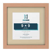 Beech 13 x 13 inch picture frame with an ivory mount for a 9 x 9 inch photo
