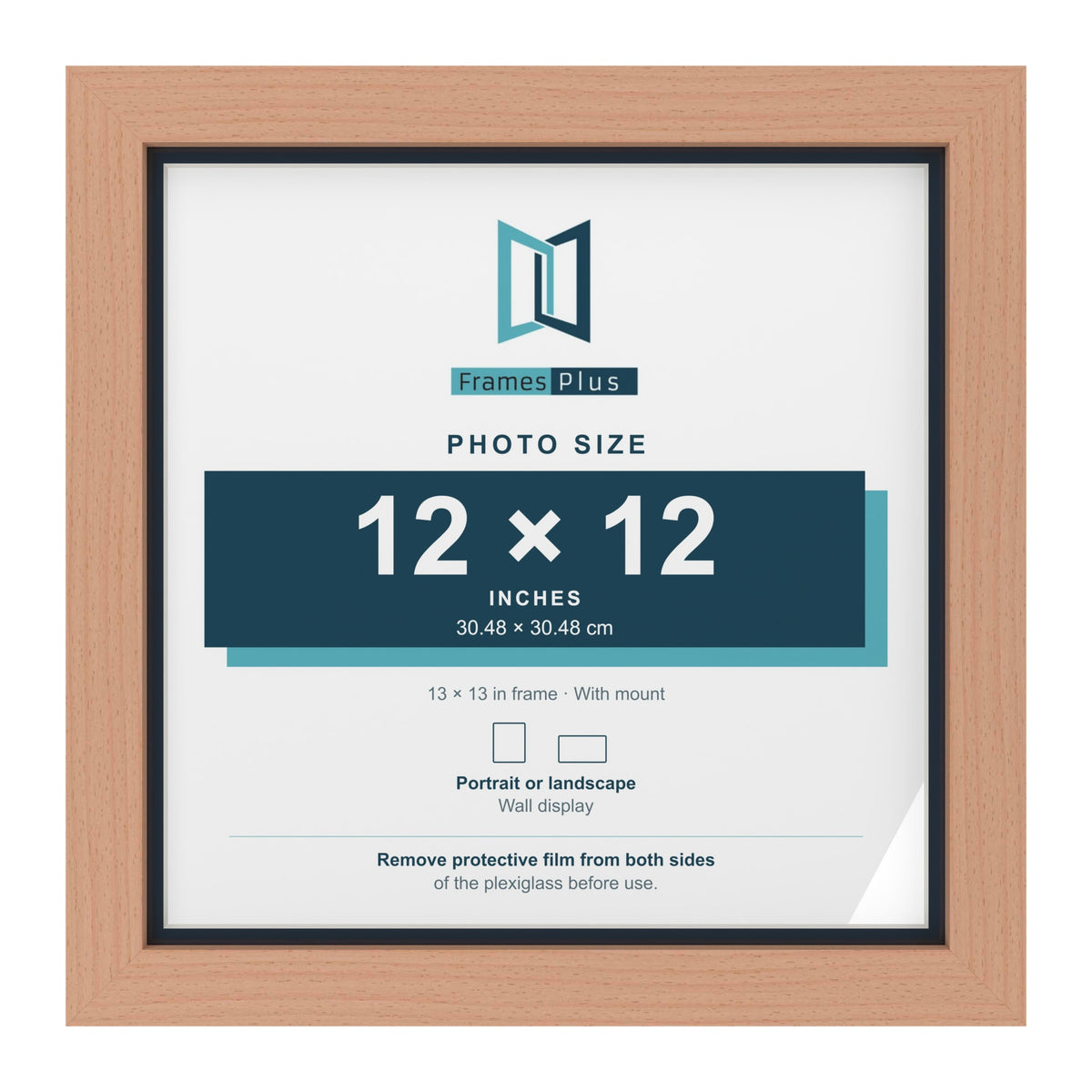 Beech 13 x 13 inch picture frame with a Pacific Blue mount for a 12 x 12 inch photo