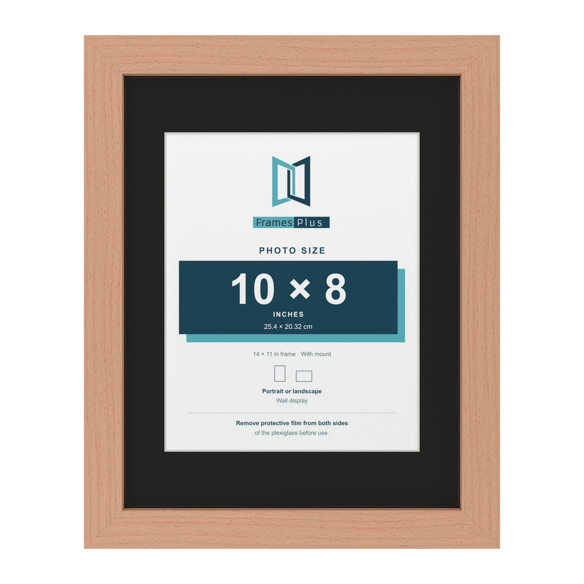 Beech 14 x 11 inch picture frame with a black mount for a 10 x 8 inch photo
