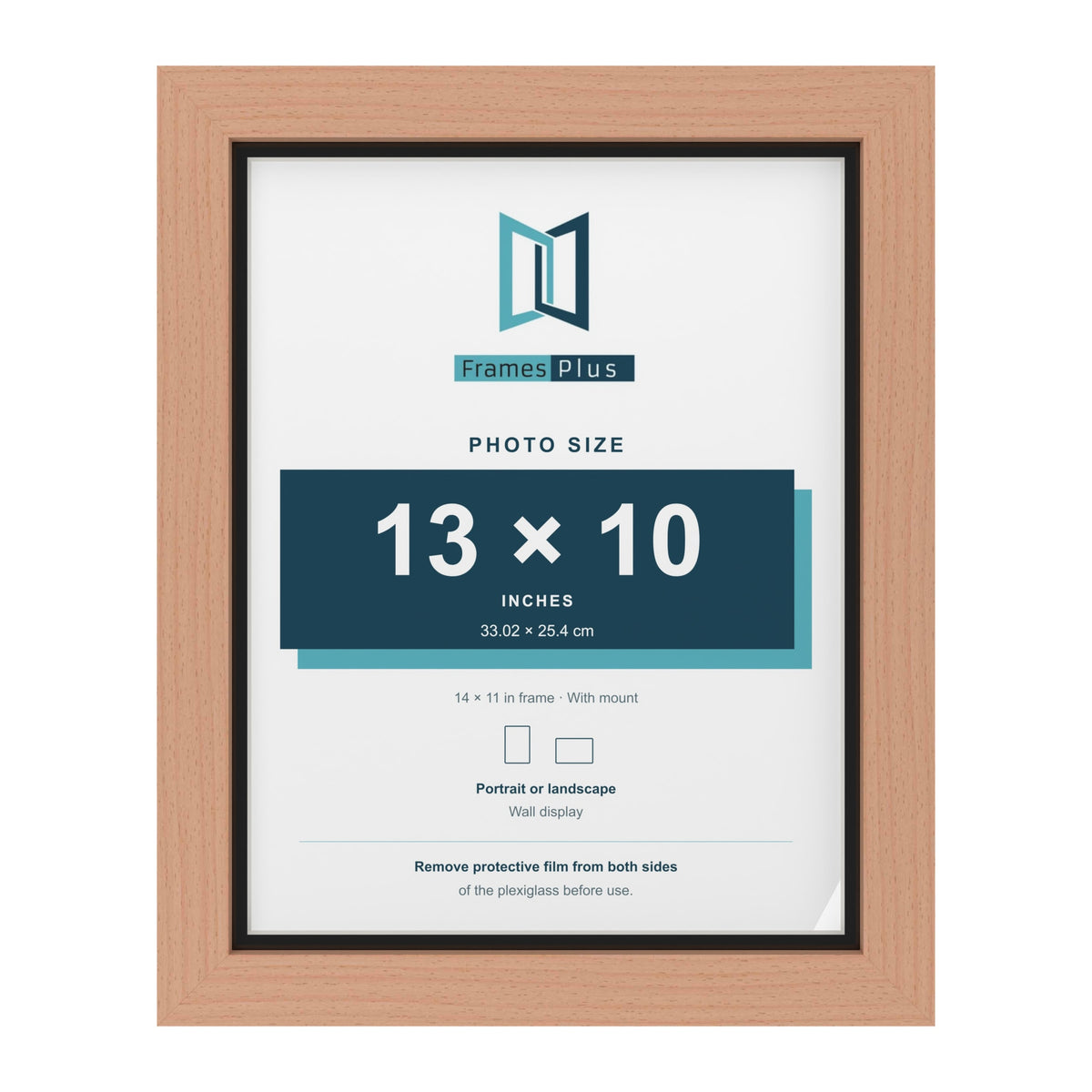 Beech 14 x 11 inch picture frame with a black mount for a 13 x 10 inch photo