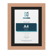 Beech 14 x 11 inch picture frame with a black mount for an A4 photo