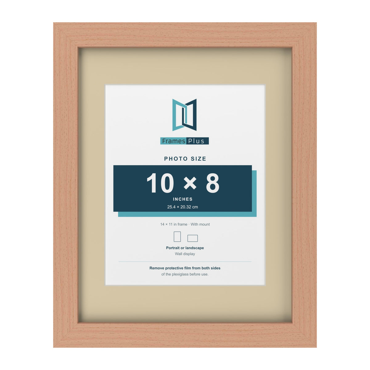 Beech 14 x 11 inch picture frame with an ivory mount for a 10 x 8 inch photo