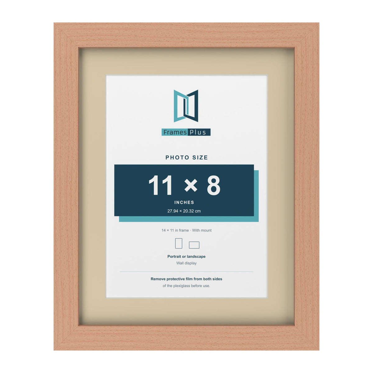 Beech 14 x 11 inch picture frame with an ivory mount for an 11 x 8 inch photo