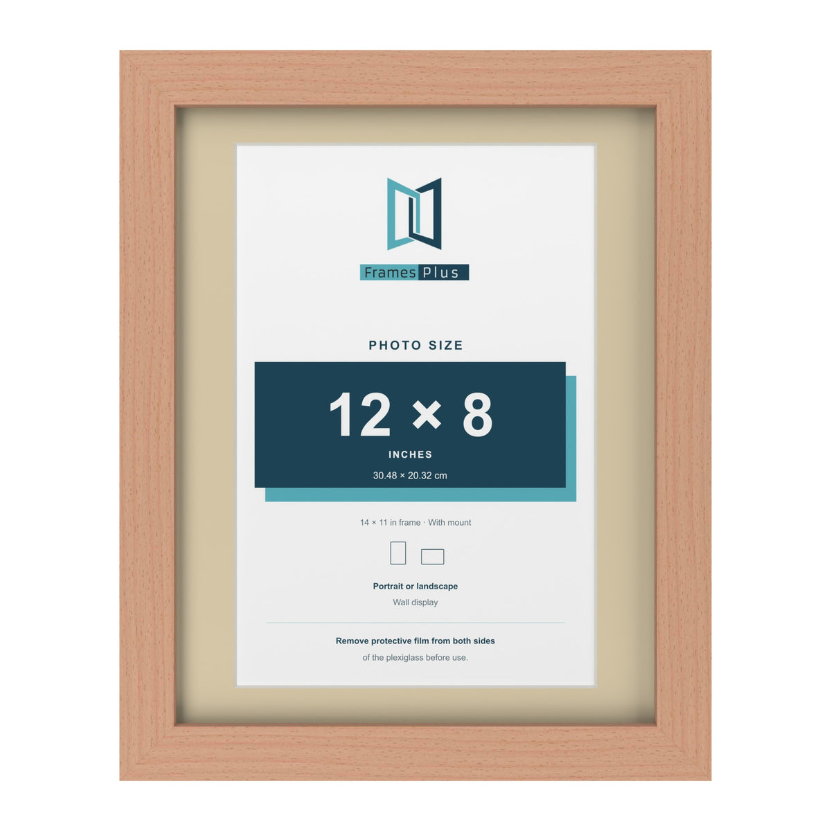 Beech 14 x 11 inch picture frame with an ivory mount for a 12 x 8 inch photo