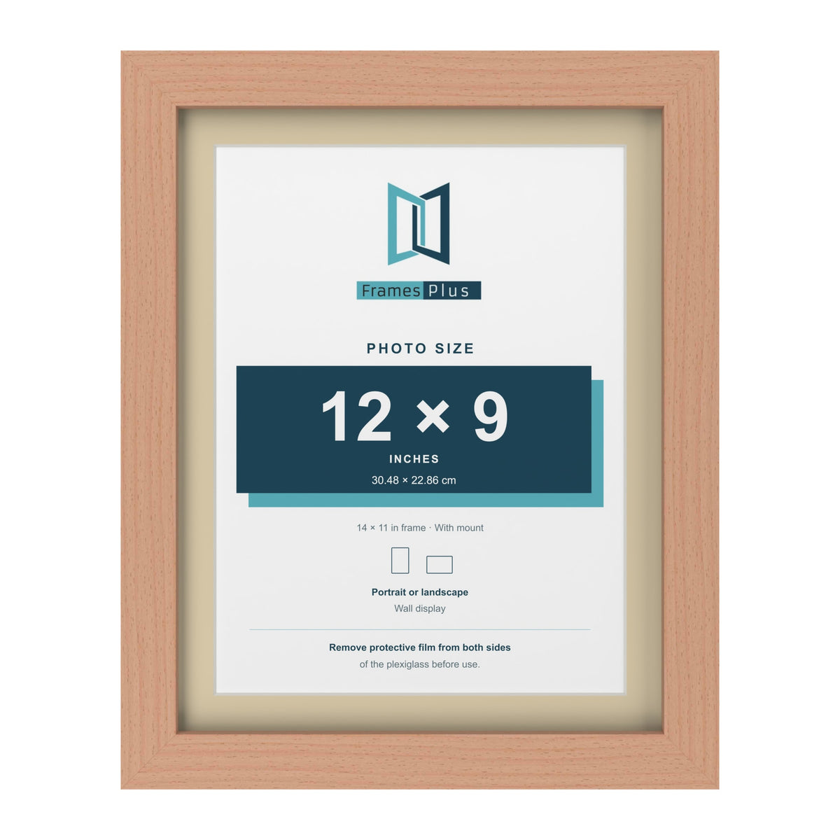 Beech 14 x 11 inch picture frame with an ivory mount for a 12 x 9 inch photo