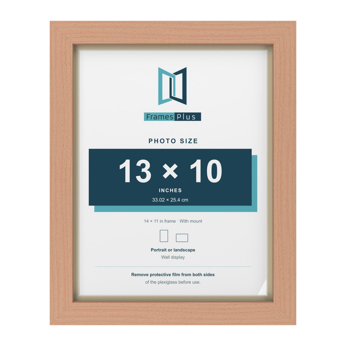 Beech 14 x 11 inch picture frame with an ivory mount for a 13 x 10 inch photo
