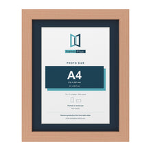 Beech 14 x 11 inch picture frame with a Pacific Blue mount for an A4 photo