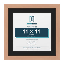 Beech 14 x 14 inch picture frame with a black mount for an 11 x 11 inch photo