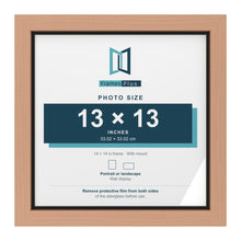 Beech 14 x 14 inch picture frame with a black mount for a 13 x 13 inch photo