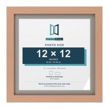 Beech 14 x 14 inch picture frame with a Dawn Grey mount for a 12 x 12 inch photo