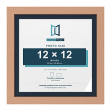 Beech 14 x 14 inch picture frame with a Pacific Blue mount for a 12 x 12 inch photo