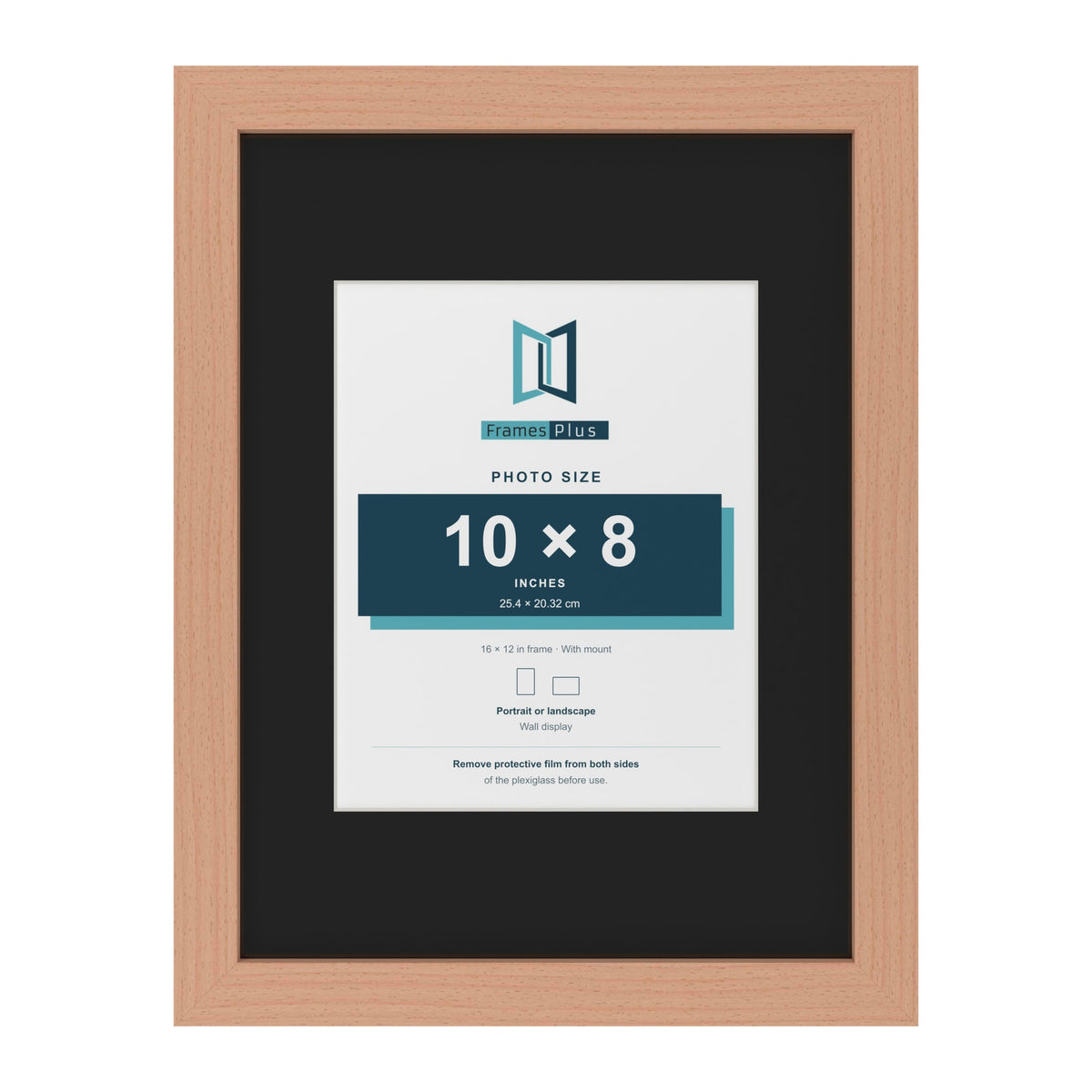 Beech 16 x 12 inch picture frame with a black mount for a 10 x 8 inch photo