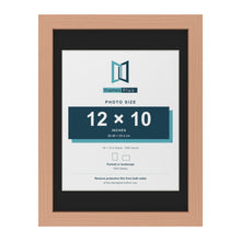 Beech 16 x 12 inch picture frame with a black mount for a 12 x 10 inch photo