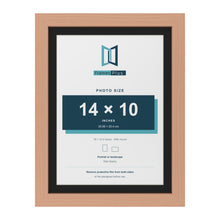 Beech 16 x 12 inch picture frame with a black mount for a 14 x 10 inch photo