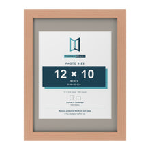 Beech 16 x 12 inch picture frame with a Dawn Grey mount for a 12 x 10 inch photo