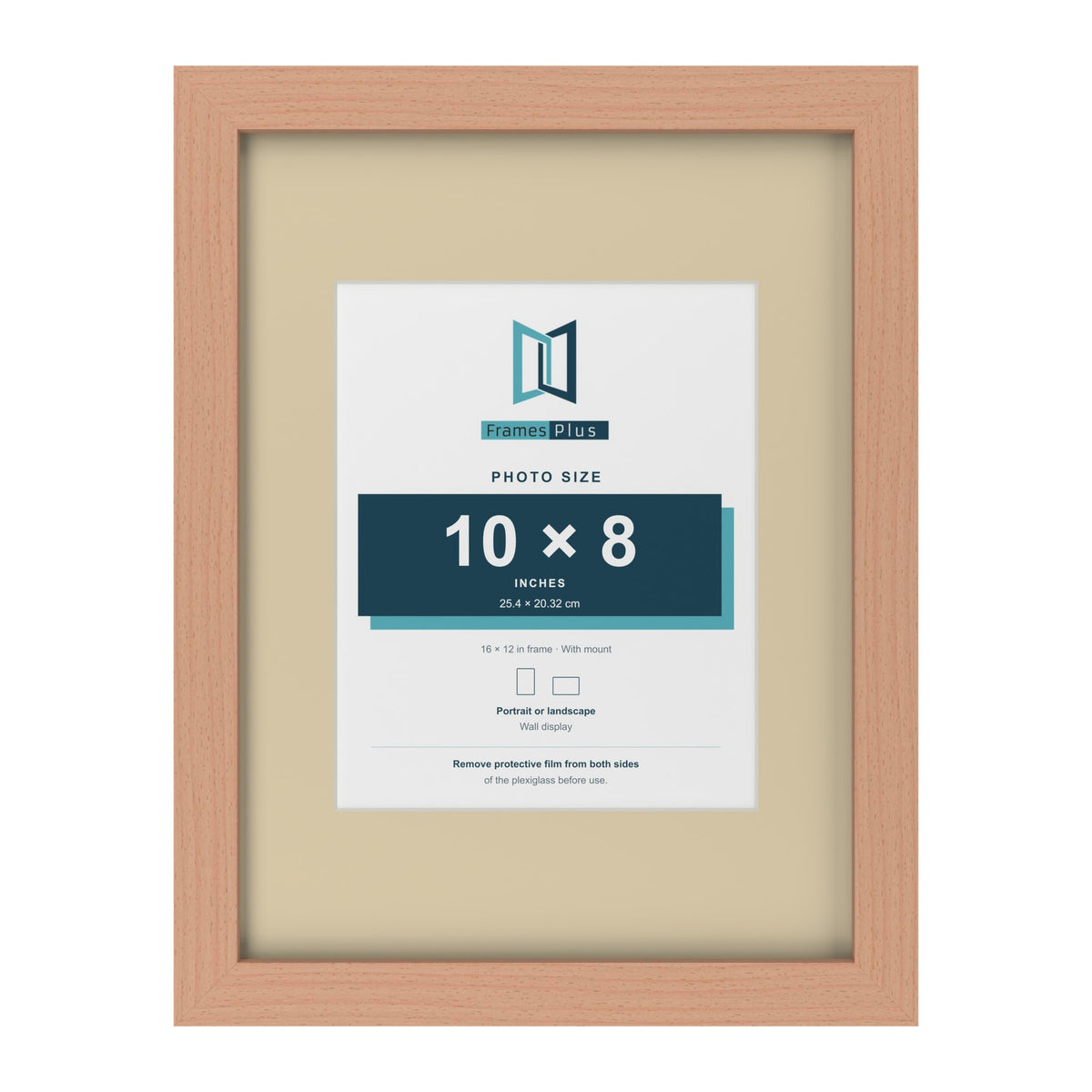 Beech 16 x 12 inch picture frame with an ivory mount for a 10 x 8 inch photo