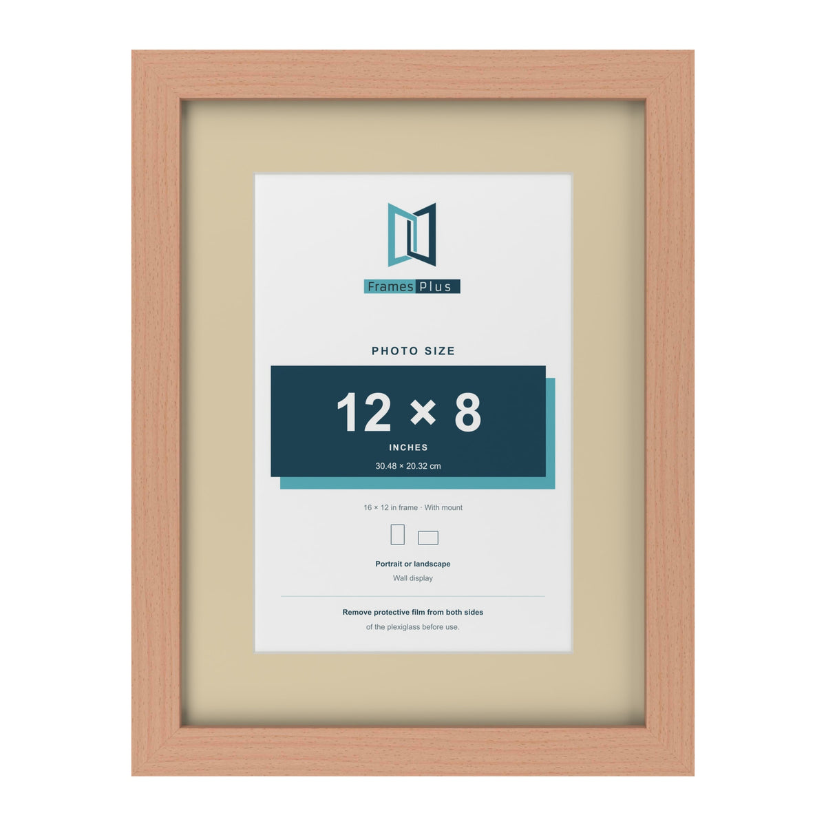 Beech 16 x 12 inch picture frame with an ivory mount for a 12 x 8 inch photo