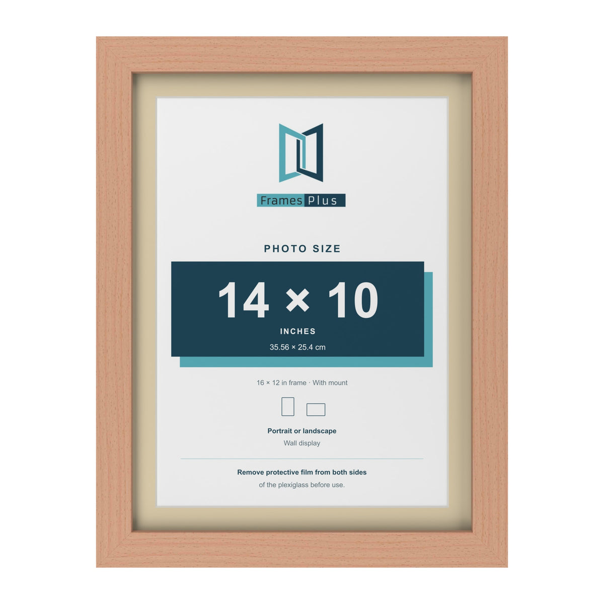 Beech 16 x 12 inch picture frame with an ivory mount for a 14 x 10 inch photo