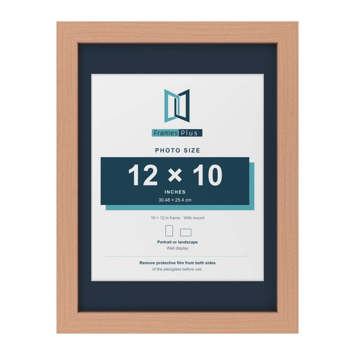 Beech 16 x 12 inch picture frame with a Pacific Blue mount for a 12 x 10 inch photo