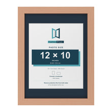 Beech 16 x 12 inch picture frame with a Pacific Blue mount for a 12 x 10 inch photo