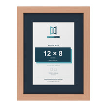 Beech 16 x 12 inch picture frame with a Pacific Blue mount for a 12 x 8 inch photo