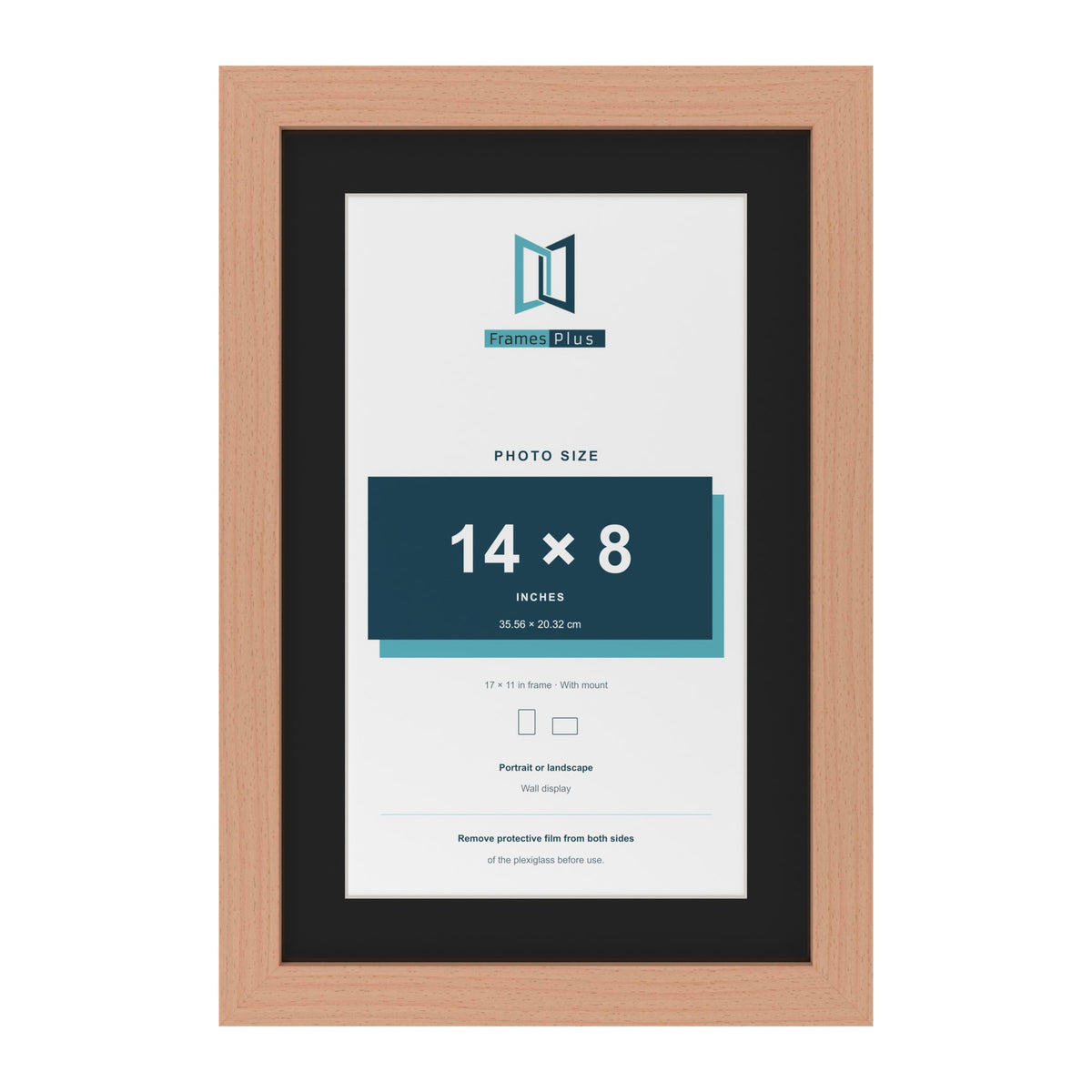 Beech 17 x 11 inch picture frame with a black mount for a 14 x 8 inch photo