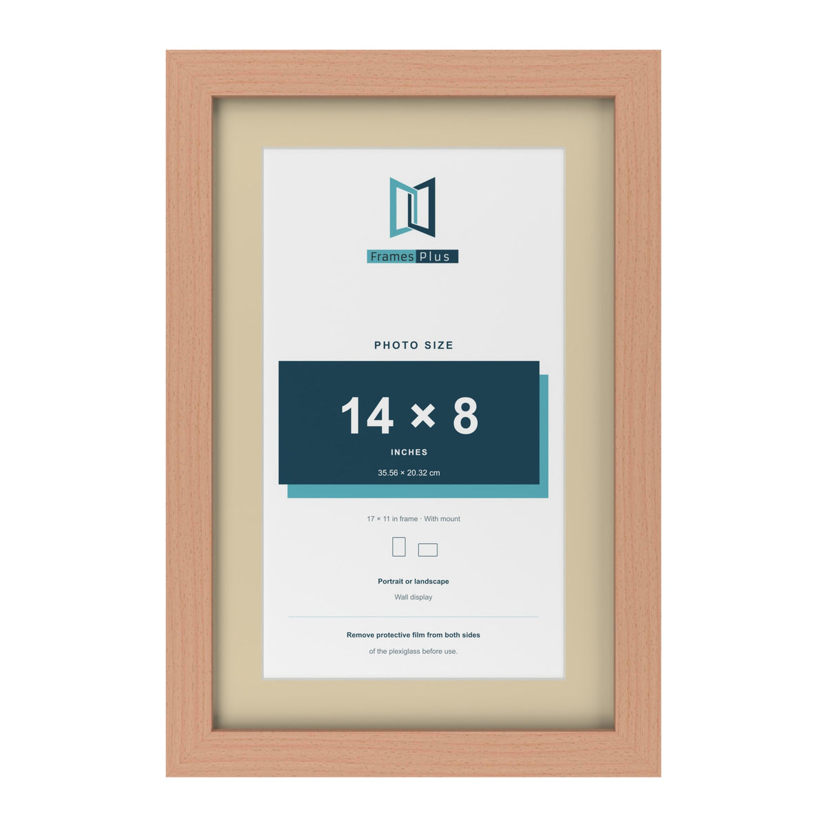 Beech 17 x 11 inch picture frame with an ivory mount for a 14 x 8 inch photo