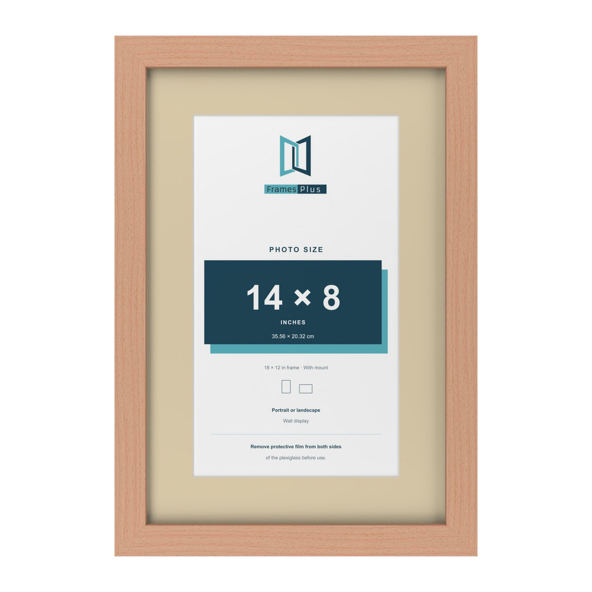 Beech 18 x 12 inch picture frame with an ivory mount for a 14 x 8 inch photo