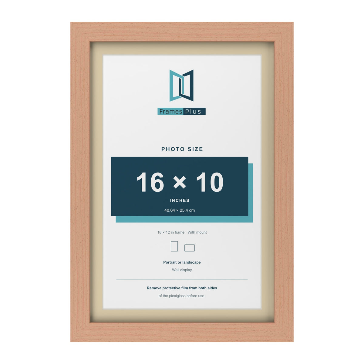 Beech 18 x 12 inch picture frame with an ivory mount for a 16 x 10 inch photo