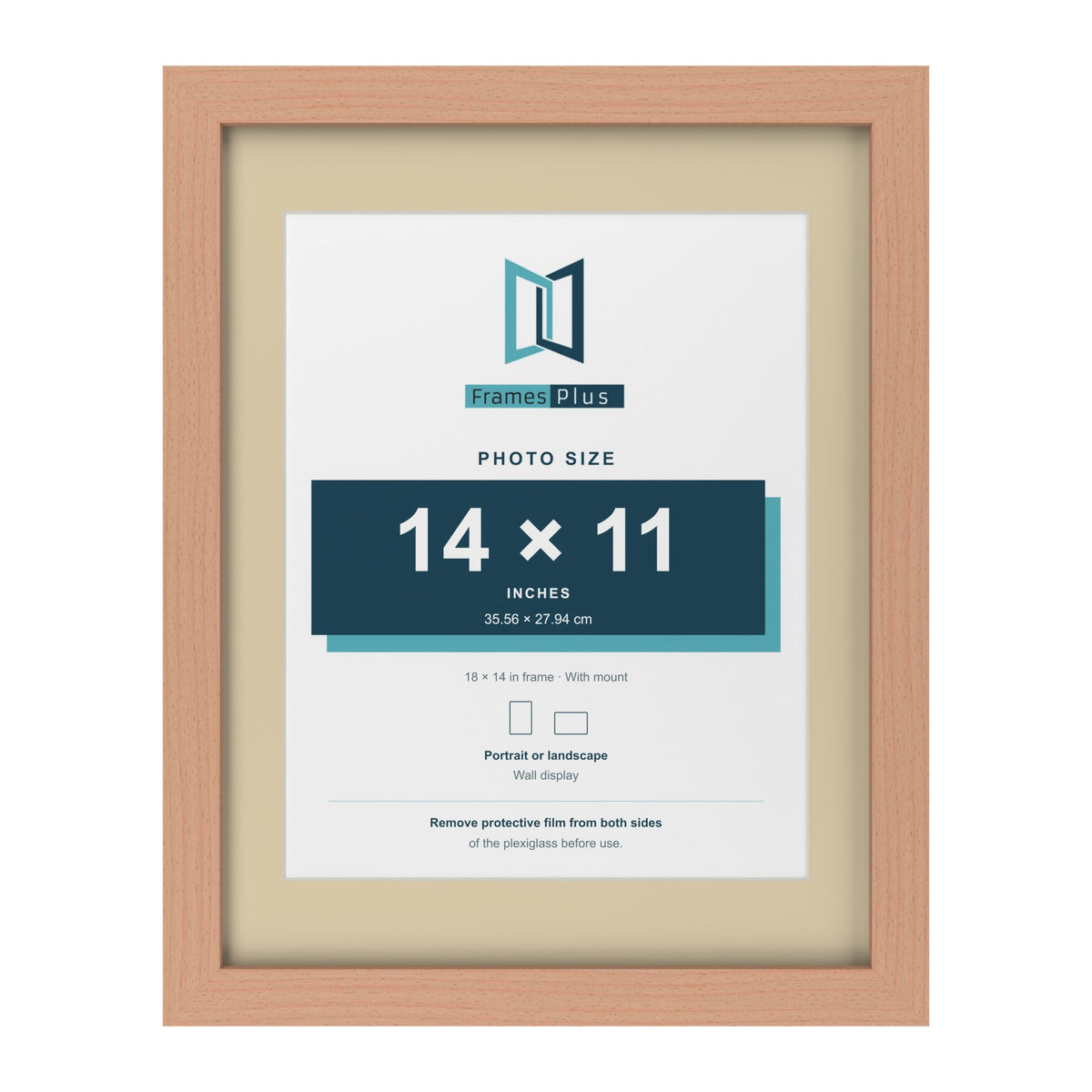 Beech 18 x 14 inch picture frame with an ivory mount for a 14 x 11 inch photo