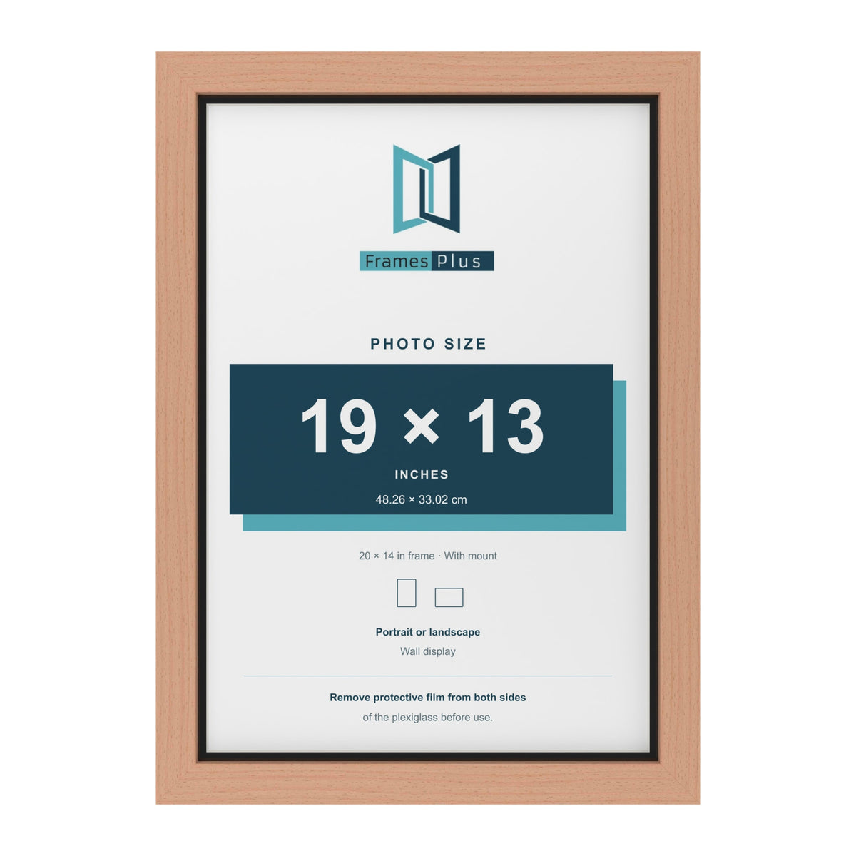 Beech 20 x 14 inch picture frame with a black mount for a 19 x 13 inch photo