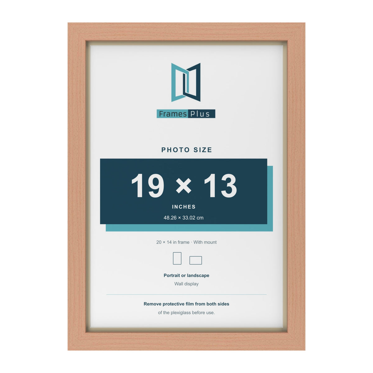 Beech 20 x 14 inch picture frame with an ivory mount for a 19 x 13 inch photo