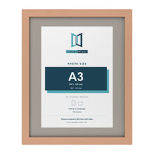 Beech 20 x 16 inch picture frame with a Dawn Grey mount for an A3 photo