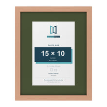 Beech 20 x 16 inch picture frame with a green mount for a 15 x 10 inch photo