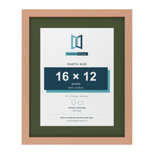 Beech 20 x 16 inch picture frame with a green mount for a 16 x 12 inch photo