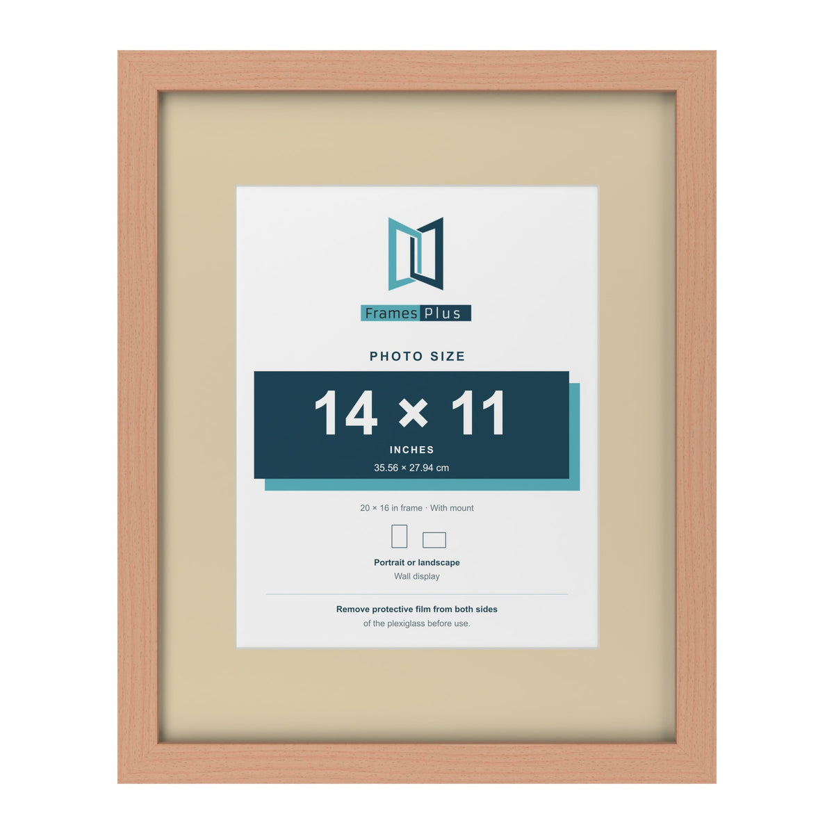 Beech 20 x 16 inch picture frame with an ivory mount for a 14 x 11 inch photo