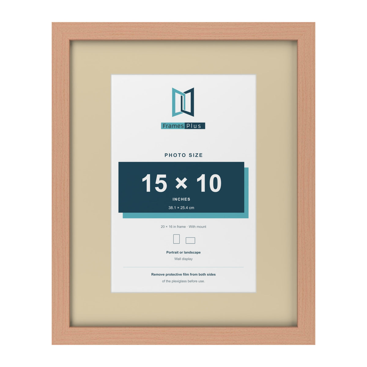 Beech 20 x 16 inch picture frame with an ivory mount for a 15 x 10 inch photo