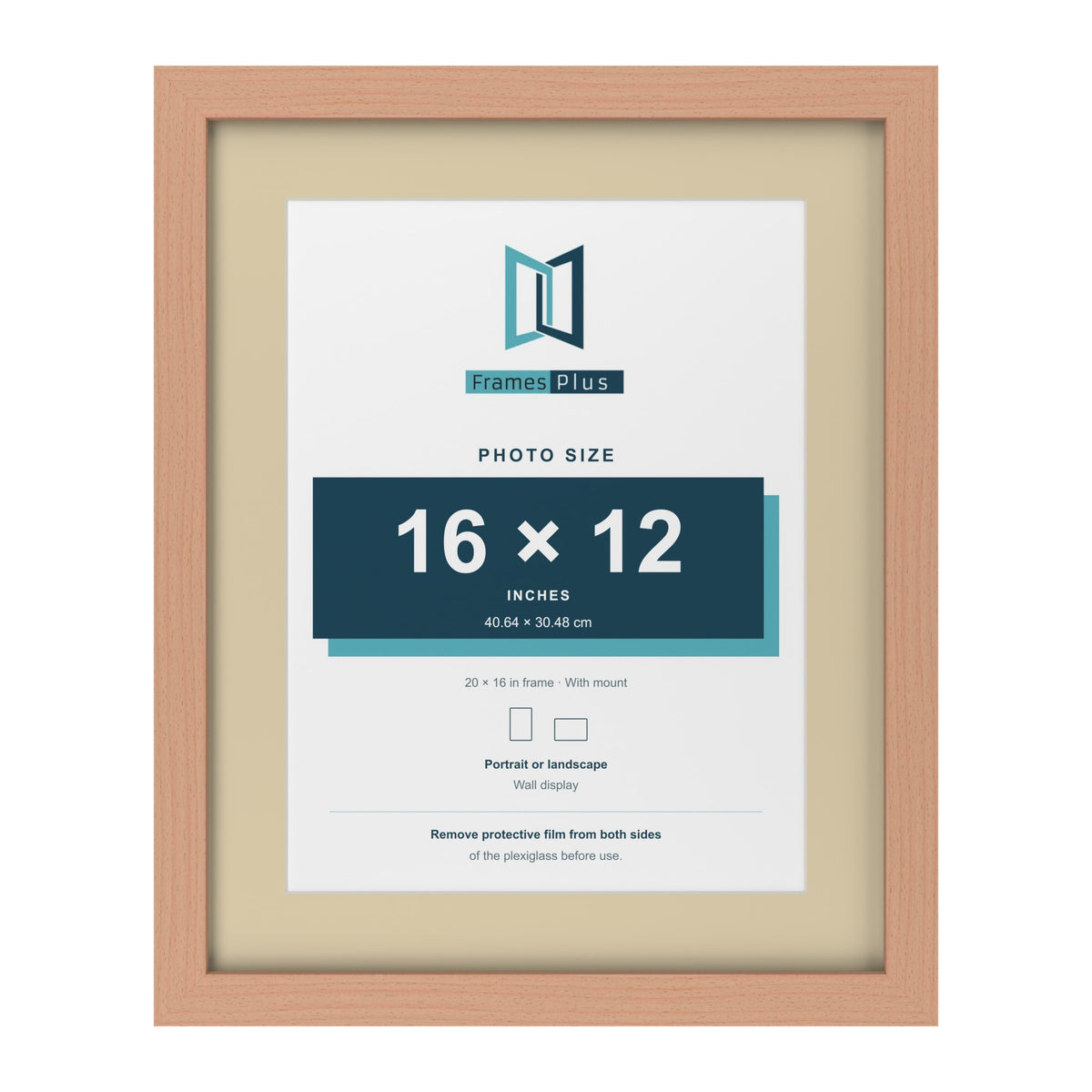 Beech 20 x 16 inch picture frame with an ivory mount for a 16 x 12 inch photo