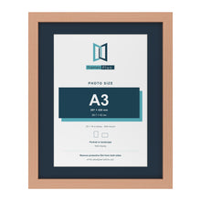 Beech 20 x 16 inch picture frame with a Pacific Blue mount for an A3 photo