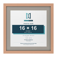 Beech 20 x 20 inch picture frame with a Dawn Grey mount for a 16 x 16 inch photo