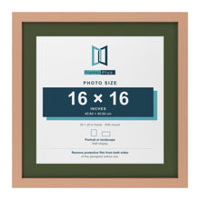 Beech 20 x 20 inch picture frame with a green mount for a 16 x 16 inch photo
