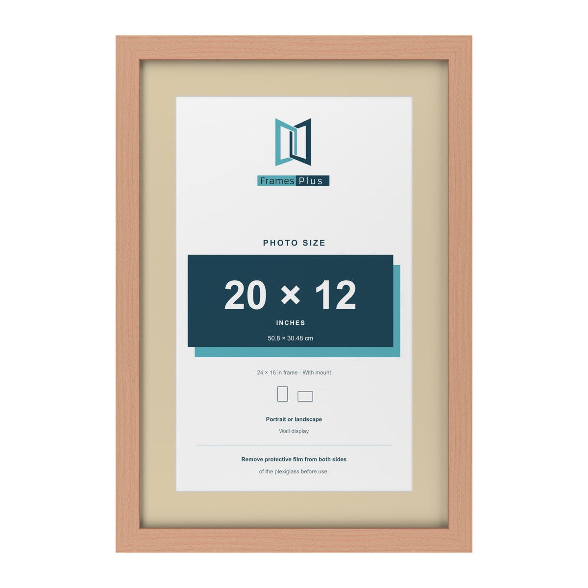 Beech 24 x 16 inch picture frame with an ivory mount for a 20 x 12 inch photo