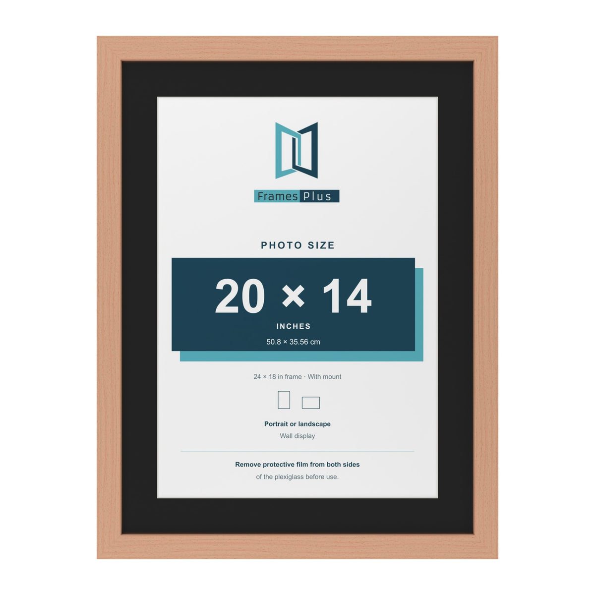 Beech 24 x 18 inch picture frame with a black mount for a 20 x 14 inch photo
